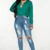 Fashion Nova Skinny Jeans Say Yes To Distress Jeans - Medium Wash