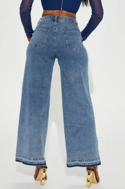 Fashion Nova She's A Star Wide Leg Jeans - Medium Blue Wash