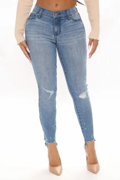 Fashion Nova Your Turn Ankle Jeans - Medium Blue Wash