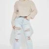 Fashion Nova 90's Booty Rip Straight Leg Jeans - Light Wash