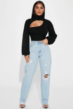 Fashion Nova Lover High Rise Ripped Straight Leg Jeans - Light Wash
