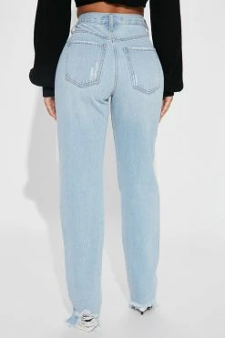 Fashion Nova Lover High Rise Ripped Straight Leg Jeans - Light Wash