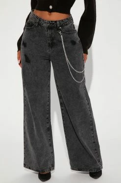 Fashion Nova Chain The Rules 90's Baggy Jeans - Black Wash