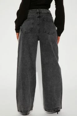 Fashion Nova Chain The Rules 90's Baggy Jeans - Black Wash