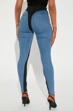 Fashion Nova Tara Two Toned Skinny Jeans - Black/Blue