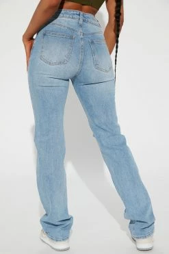 Fashion Nova Daredevil Ripped Straight Leg Jeans - Light Blue Wash