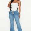 Best deal 🎁 Fashion Nova Full Moon Lace Up Flare 👖 Jeans - Medium Blue Wash 🎉 2 Fashion Nova Full Moon Lace Up Flare Jeans - Medium Blue Wash