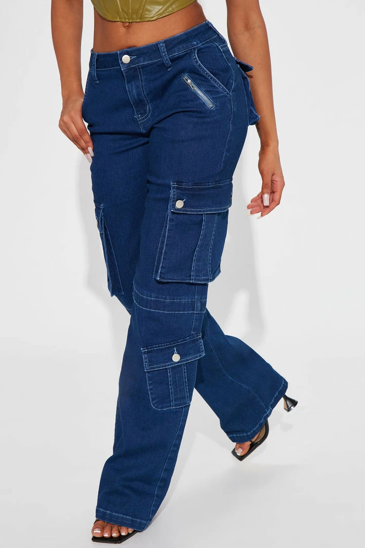 New ๐งจ Fashion Nova Baggy ๐ Jeans Winding Road '90s Mid Rise Cargo Utility ๐ Jeans - Dark Wash ๐งจ 5 Fashion Nova Baggy Jeans Winding Road '90s Mid Rise Cargo Utility Jeans - Dark Wash