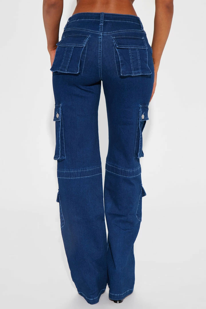 New ๐งจ Fashion Nova Baggy ๐ Jeans Winding Road '90s Mid Rise Cargo Utility ๐ Jeans - Dark Wash ๐งจ 6 Fashion Nova Baggy Jeans Winding Road '90s Mid Rise Cargo Utility Jeans - Dark Wash