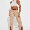 Fashion Nova Wesley Straight Leg Two-Tone Jeans - Beige/Brown