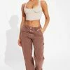 Fashion Nova With Pleasure Utility Carpenter Jeans - Brown Straight Leg Jeans