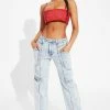Fashion Nova Chloe High Waisted Straight Leg Jeans - Acid Wash Blue