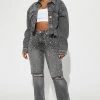 Promo 🎁 Fashion Nova Razzle Dazzle Embellished Straight Leg 👖 Jeans - Grey 🛒 1 Fashion Nova Razzle Dazzle Embellished Straight Leg Jeans - Grey