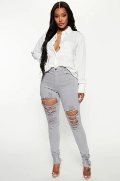 Fashion Nova Tell Your Boy Bye Jeans - Grey