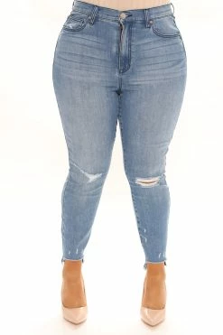 Fashion Nova Your Turn Ankle Jeans - Medium Blue Wash