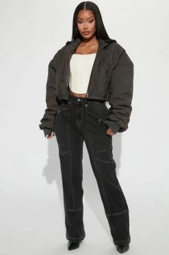 Fashion Nova Night Owl 90's Utility Straight Leg Jeans - Black Wash