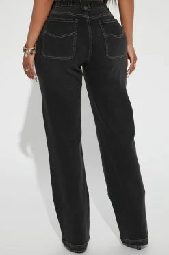 Fashion Nova Night Owl 90's Utility Straight Leg Jeans - Black Wash