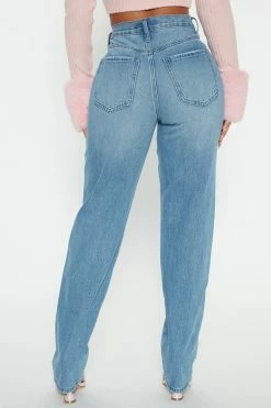 Fashion Nova Supernova Embellished Straight Leg Jeans - Medium Blue Wash