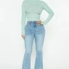 Fashion Nova Rumors High Rise Release Hem Flare Jeans - Medium Wash