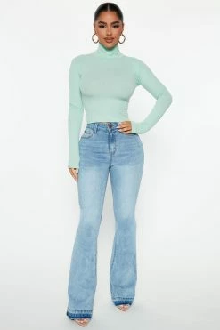 Fashion Nova Rumors High Rise Release Hem Flare Jeans - Medium Wash