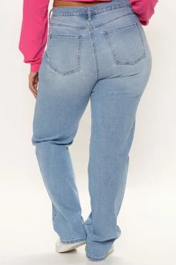 Fashion Nova Night Out In Paris Straight Leg Jeans - Light Blue Wash