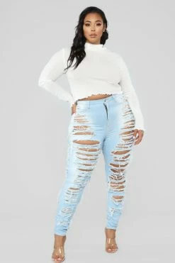 Cheap 🎉 Fashion Nova Caught In Your Love Distressed 👖 Jeans - Light Blue Wash Skinny 👖 Jeans 🎁 18 Fashion Nova Caught In Your Love Distressed Jeans - Light Blue Wash Skinny Jeans