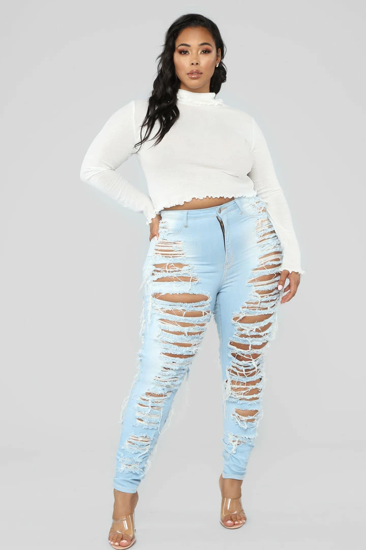 Cheap 🎉 Fashion Nova Caught In Your Love Distressed 👖 Jeans - Light Blue Wash Skinny 👖 Jeans 🎁 8 Fashion Nova Caught In Your Love Distressed Jeans - Light Blue Wash Skinny Jeans