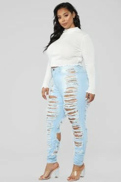 Cheap 🎉 Fashion Nova Caught In Your Love Distressed 👖 Jeans - Light Blue Wash Skinny 👖 Jeans 🎁 20 Fashion Nova Caught In Your Love Distressed Jeans - Light Blue Wash Skinny Jeans