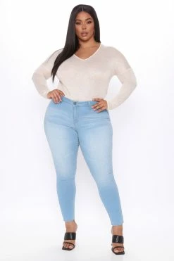 Fashion Nova Get You Alone Booty Lifter Skinny Jeans - Light Blue Wash