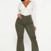 Fashion Nova Hilary Hyper Stretch Flare Jeans - Olive