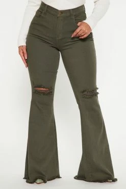 Fashion Nova Hilary Hyper Stretch Flare Jeans - Olive