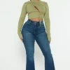 Fashion Nova Tenisha High Rise Stretch Flare Jeans - Dark Wash