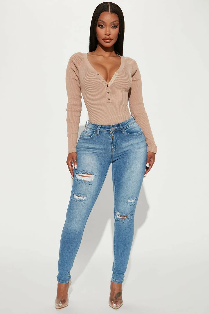 Fashion Nova Nice Booty Lifter Ripped Skinny Jeans - Medium Blue Wash