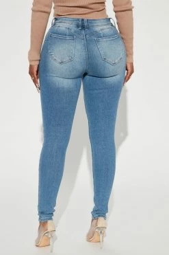 Fashion Nova Nice Booty Lifter Ripped Skinny Jeans - Medium Blue Wash