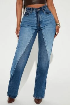 Fashion Nova Any Way You Like It Straight Leg Jeans - Blue/combo