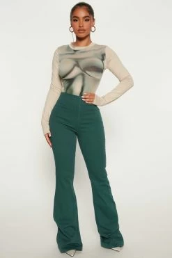 Fashion Nova Pull On No Gap Stretch Flare Jeans - Green