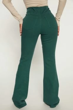 Fashion Nova Pull On No Gap Stretch Flare Jeans - Green