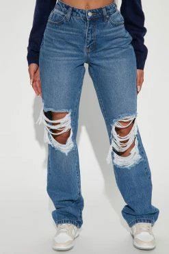 Fashion Nova Say What 90's Relaxed Straight Leg Jeans - Light Wash