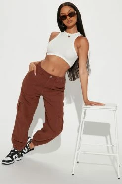 Fashion Nova Baggy Jeans Nice To Meet You Cargo Joggers - Brown