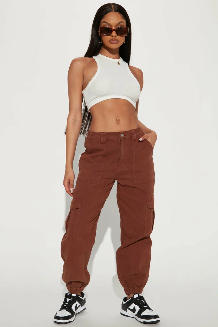 Cheap 🔥 Fashion Nova Baggy 👖 Jeans Nice To Meet You Cargo Joggers - Brown 💯 4 Fashion Nova Baggy Jeans Nice To Meet You Cargo Joggers - Brown