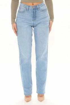 Fashion Nova Night Out In Paris Straight Leg Jeans - Light Blue Wash