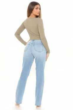Fashion Nova Night Out In Paris Straight Leg Jeans - Light Blue Wash