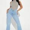 Best deal ๐งจ Fashion Nova Emma Super Stretch High Rise Flare ๐ Jeans - Medium Blue Wash ๐ฅฐ 2 Fashion Nova Emma Super Stretch High Rise Flare Jeans - Medium Blue Wash