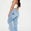 Fashion Nova Flare Jeans Dare To Flare Mary Jane Jeans - Medium Blue Wash