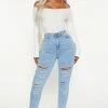 Fashion Nova In A Mood Skinny Jeans - Light Wash