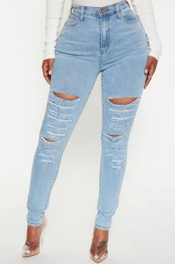 Fashion Nova In A Mood Skinny Jeans - Light Wash