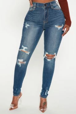 Fashion Nova Don't Believe It Skinny Jeans - Dark Denim