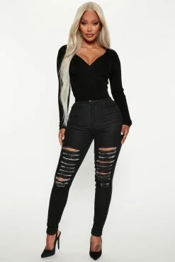 Fashion Nova In The Mood Skinny Jeans - Black Wash