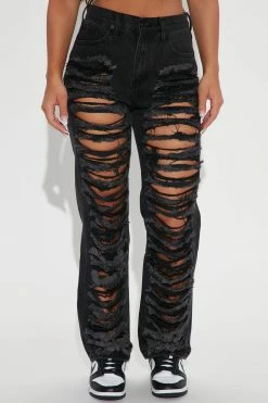 Fashion Nova Barely There Straight Leg Jeans - Black