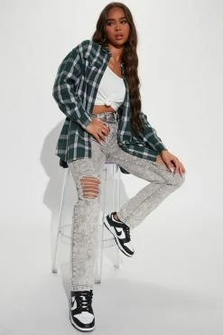 Fashion Nova Sugar Free Ripped Jeans - Acid Wash Grey